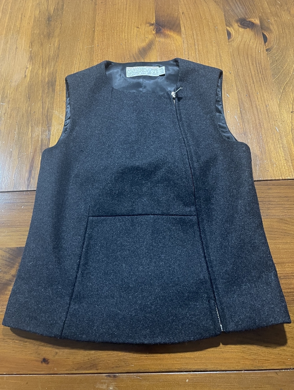 Shipley & Halmos New York Vintage Grey Wool Blend Zip Up Sweater Vest Size XS